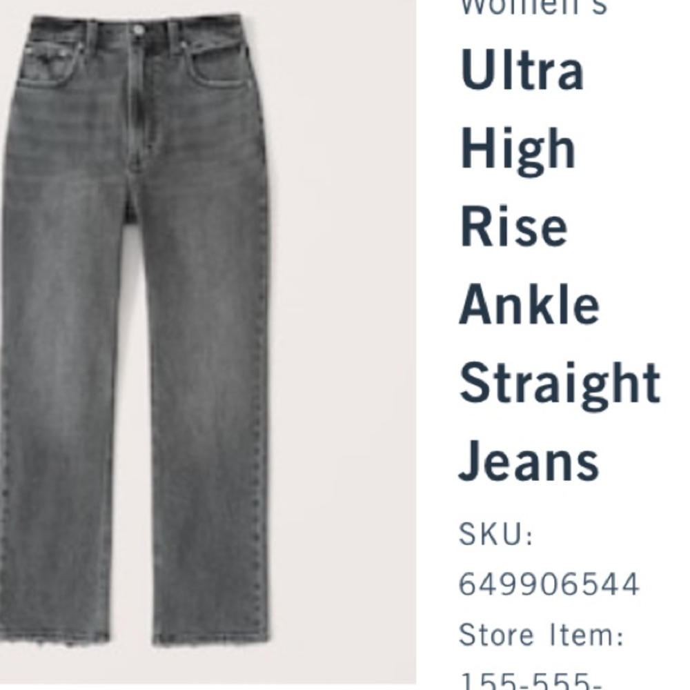 Abercrombie Ultra High Rise Ankle Straight Jeans - worn once !
